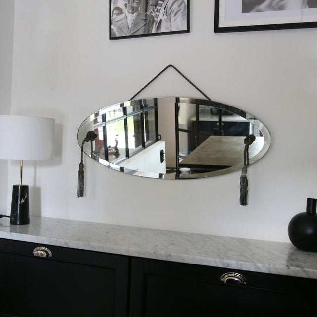 Art Deco Style Rope-Edged Beveled Mirror, 1950s For Sale - Image 9 of 9