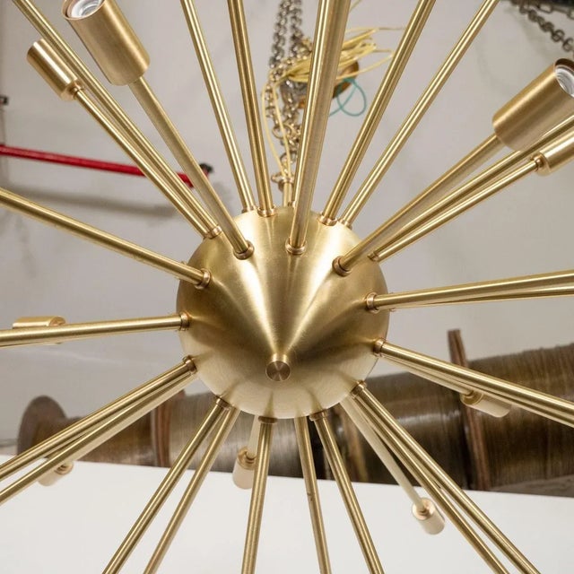 Metal Satin Finish Brass Sputnik Chandelier by Marcelo Bessa For Sale - Image 7 of 10