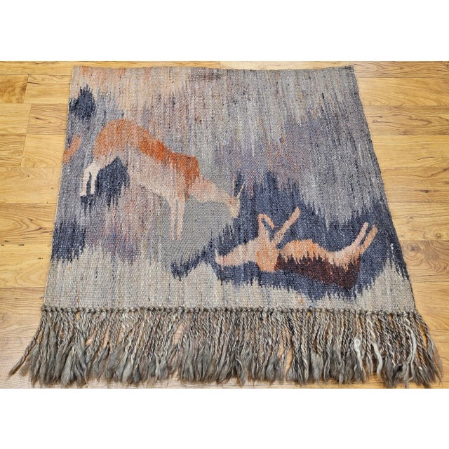 Textile Vintage Handwoven African Tapesty Wall Art, Reflection in Pond Mohair, Lesotho For Sale - Image 7 of 10