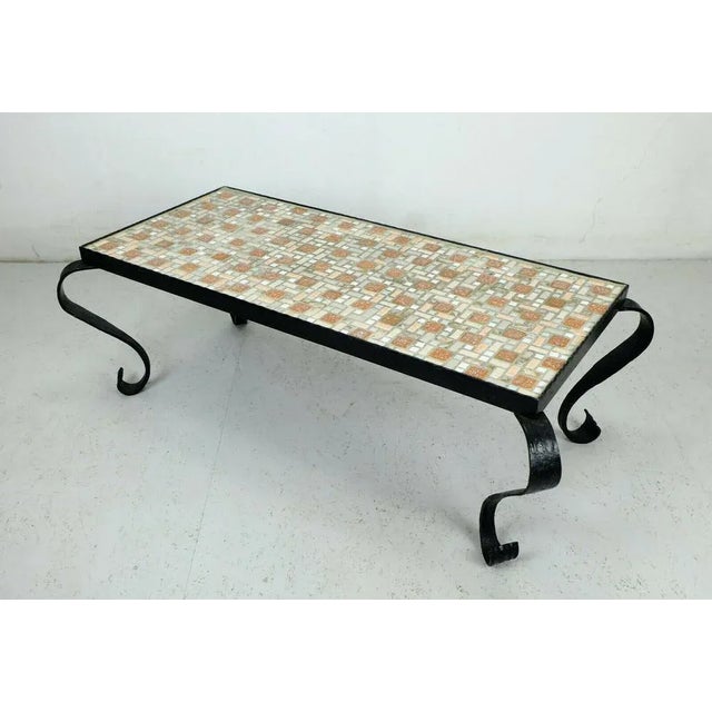 Mosaic Table with Wrought Iron Frame, 1960s For Sale - Image 9 of 10