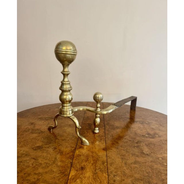Large 19th Century Brass Fire Dogs, Set of 2 For Sale - Image 4 of 5