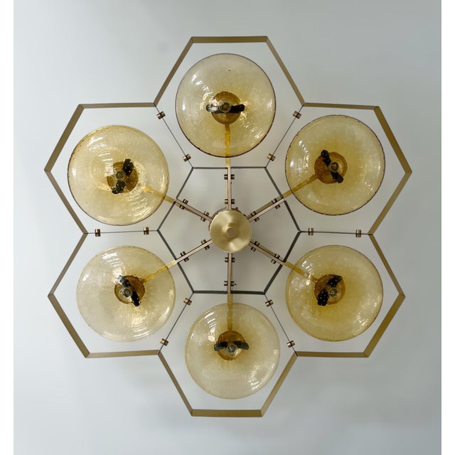 Fabio Ltd 21st Century Hive Bi-Color Amber Bubbles Murano Flush Mount by Fabio LTD For Sale - Image 4 of 7