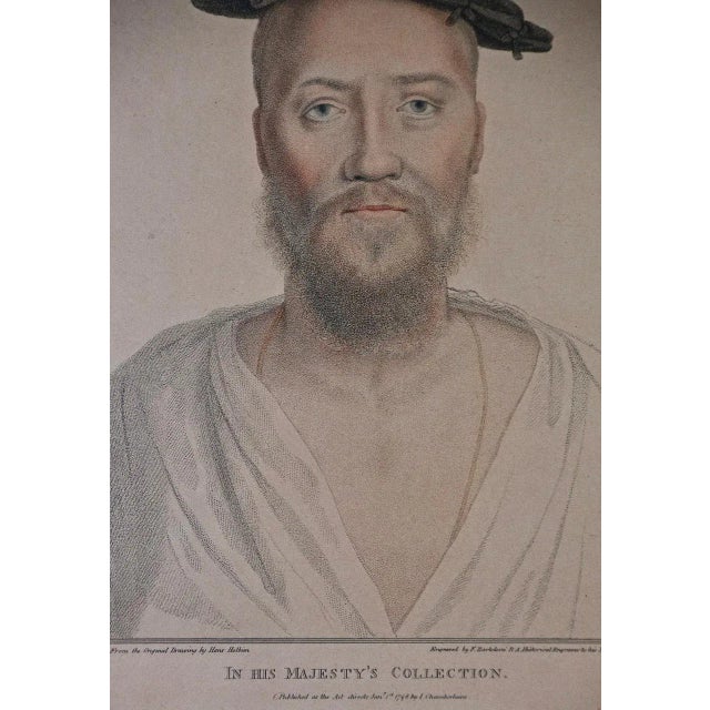Portraiture 18th C. Bartolozzi Portrait of Brooke Cobham From a 16th Century Holbein Drawing, 1796 For Sale - Image 3 of 8