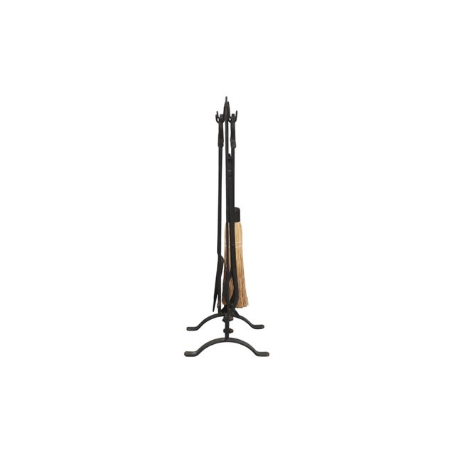 Contemporary Contemporary Black Cast Iron Fireplace Tools, 5pcs For Sale - Image 3 of 6