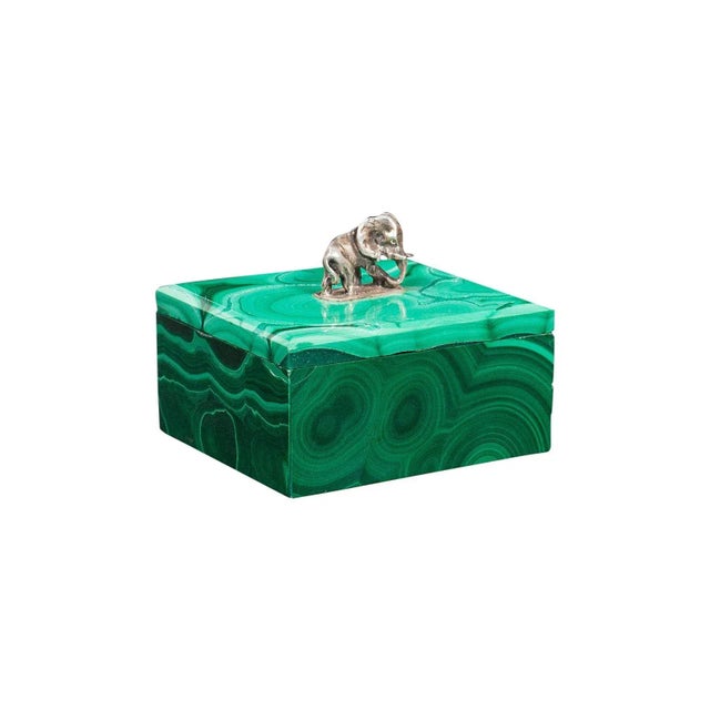 Small Antique English Malachite & Silver Trinket Box For Sale - Image 13 of 13
