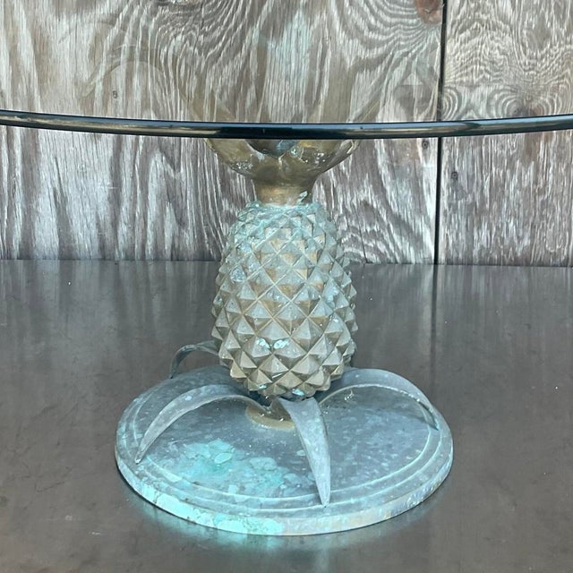 Mid 20th Century Vintage Boho Patinated Brass Pineapple Coffee Table For Sale - Image 13 of 13