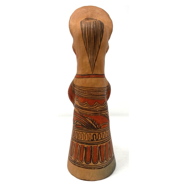 1950s 1950s Female Nahua Figurine From Guerrero, Mexico - 11" H X 4" Diam. For Sale - Image 5 of 8