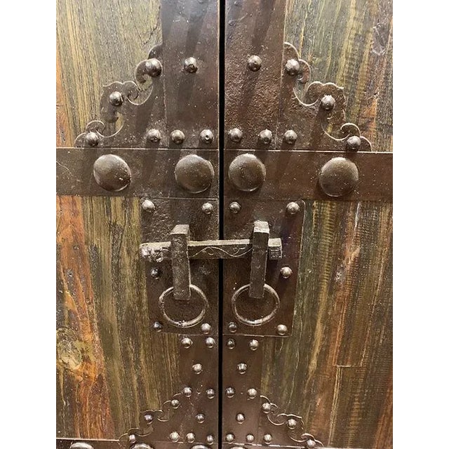 1970s Asian Iron Doors Tall Cabinet For Sale - Image 4 of 5