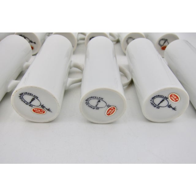 1950s Lagardo Tackett White Porcelain Espresso Cup & Saucer Set of 12 For Sale - Image 9 of 11