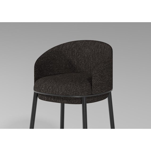 Modern Soft Stool in Black Fabric and Black Wood by Javier Gomez For Sale - Image 4 of 6