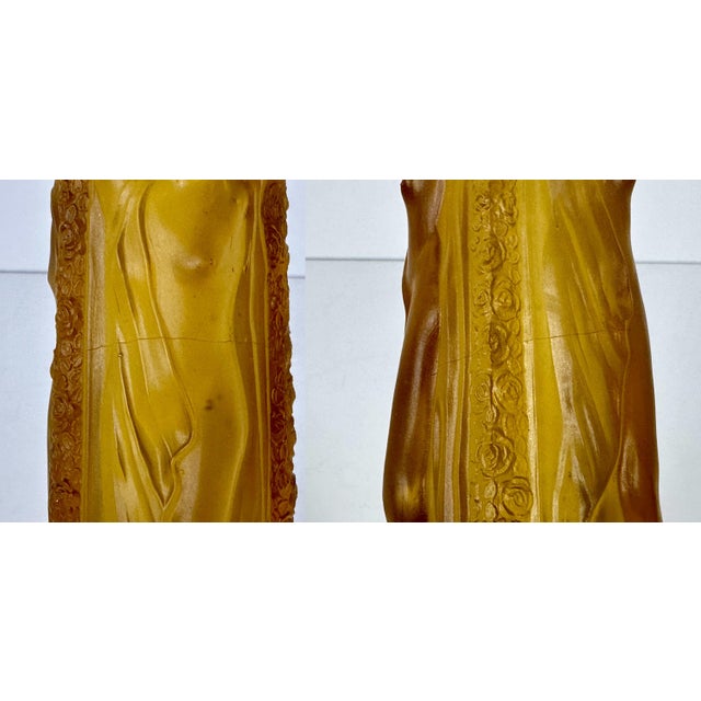 Glass Art Deco Czech Glass Nudes Lamp Base c. 1930s Rare For Sale - Image 7 of 10
