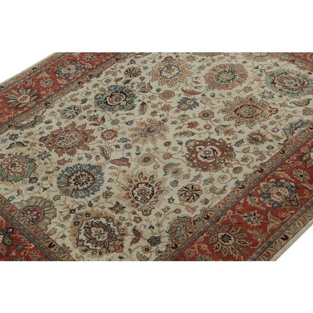 Rug & Kilim Rug & Kilim’s Persian Style Rug in Beige and Red With Floral Patterns For Sale - Image 4 of 7
