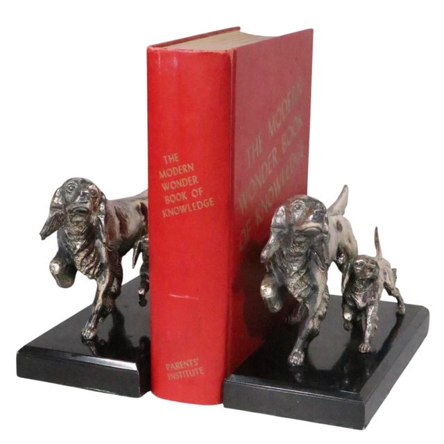Mid 20th Century Pr. Silvered Metal Dog Bookends by the Philadelphia Mfg. Co. For Sale - Image 11 of 18