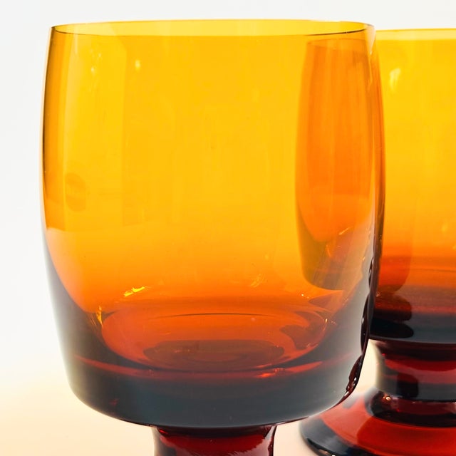 Vintage Amber Wine Goblets - Set of 4 For Sale In San Francisco - Image 6 of 9
