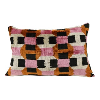 Silk Uzbek Ikat Velvet Hand Made Pillow Cushion For Sale