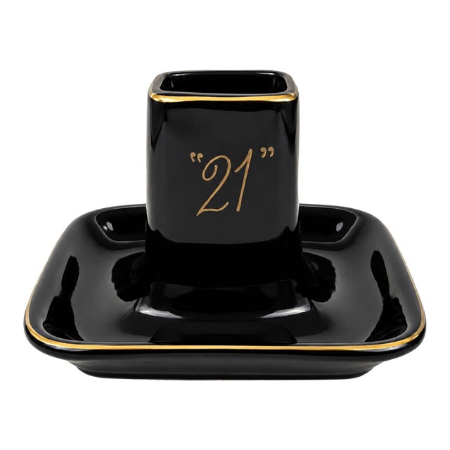 Vintage the 21 Club Nyc Restaurant Ashtray Black Matchbook Holder For Sale