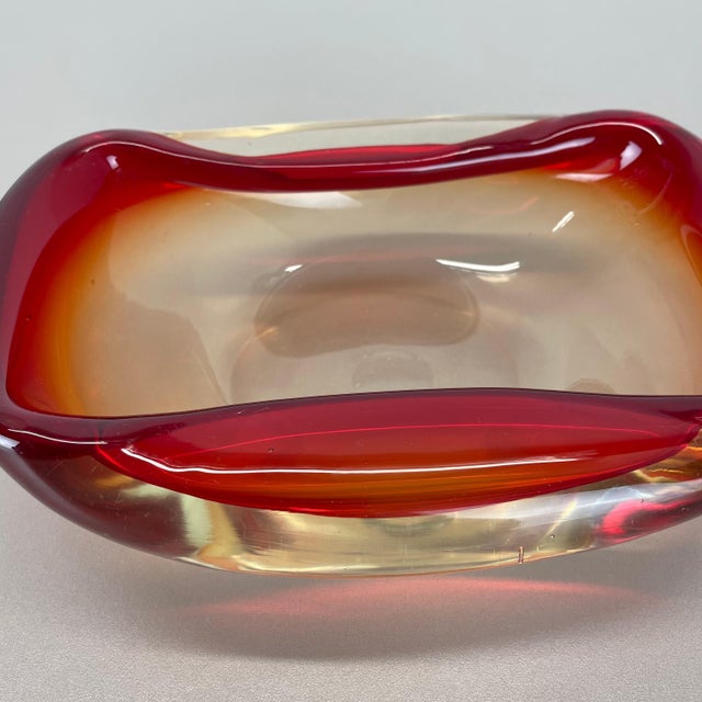 Italian Murano Glass Red-Yellow Bowl, 1970s For Sale - Image 13 of 18