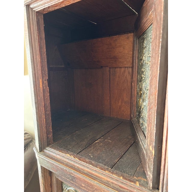 Late 19th Century Gothic Revival Oak Cabinet With Repoussé Medieval Figural Panels For Sale In New York - Image 6 of 7