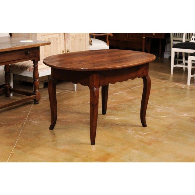 French 1830s Louis XV Style Center Table with Cabriole Legs and Carved Apron For Sale - Image 12 of 13