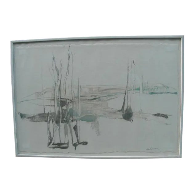 Mid 20th Century "Winter Branches" Oil on Paper For Sale