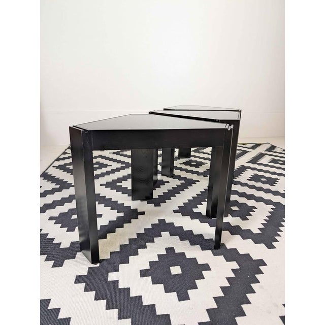 Glass Italian Set of Black Little End, Coffee Tables, Etagere Shelf by Porada Arredi For Sale - Image 7 of 11
