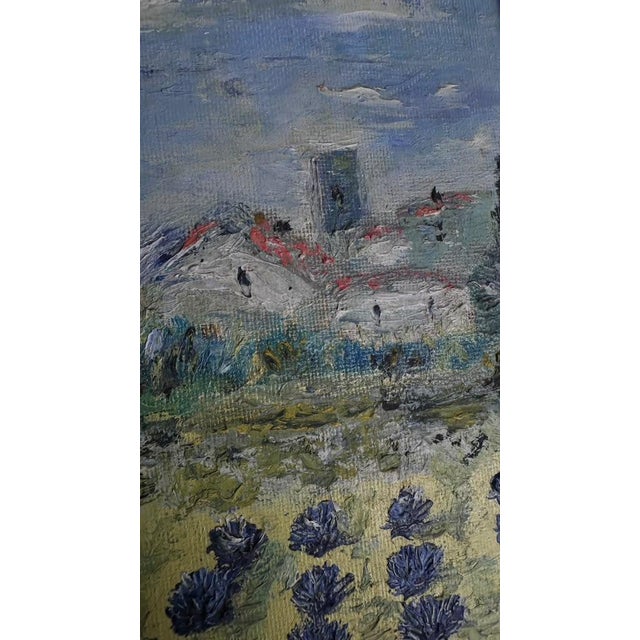 Impressionist 1970s Original French Oil Painting of Lavender Fields in Provence, Framed Impressionist Landscape For Sale - Image 3 of 9