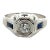 Mid 20th Century 18k White Gold Art Deco Diamond & Blue Sapphire Ring, Size 7.75 For Sale