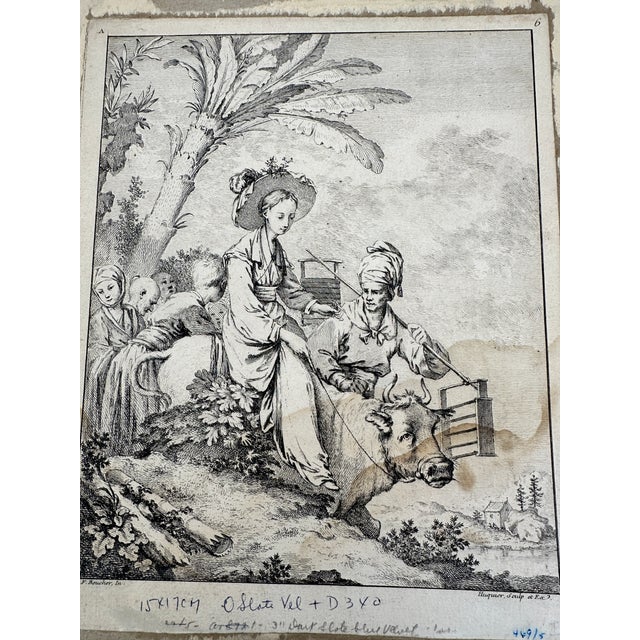Antique French Engraving After Francois Boucher Huquier Framed For Sale - Image 11 of 15