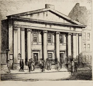 1920s South Place, London Etching