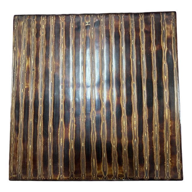 Elegant Hand Painted (Lines) Lacquer Box 9x9x3.5" For Sale