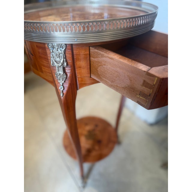 Late 19th Century French Marquetry Inlay Side Table With Brass For Sale - Image 11 of 15