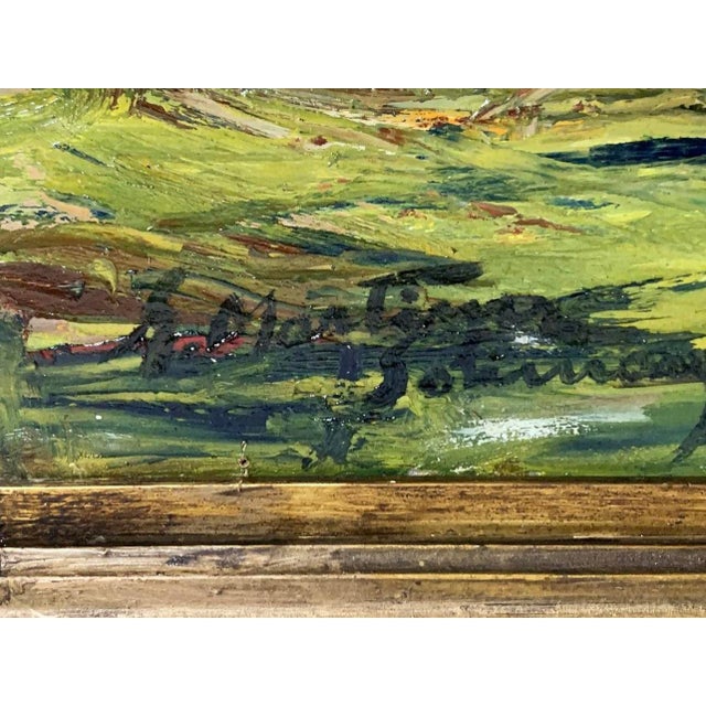 French 1930s Antique French Oil on Cardboard Painting, Signed, Framed For Sale - Image 3 of 11