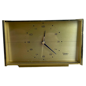 Vintage Hollywood Regency Brass Table Clock by Diehl Electro, Germany, 1960s