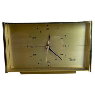 Vintage Hollywood Regency Brass Table Clock from Diehl Electro, Germany, 1960s For Sale