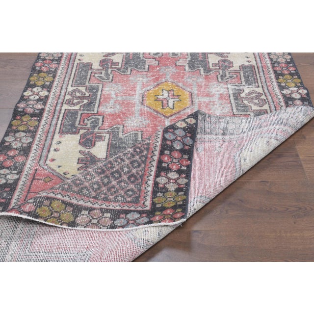 Pink Vintage Turkish Oushak Handmade Wool Cotton Pink Area Rug For Sale - Image 8 of 10