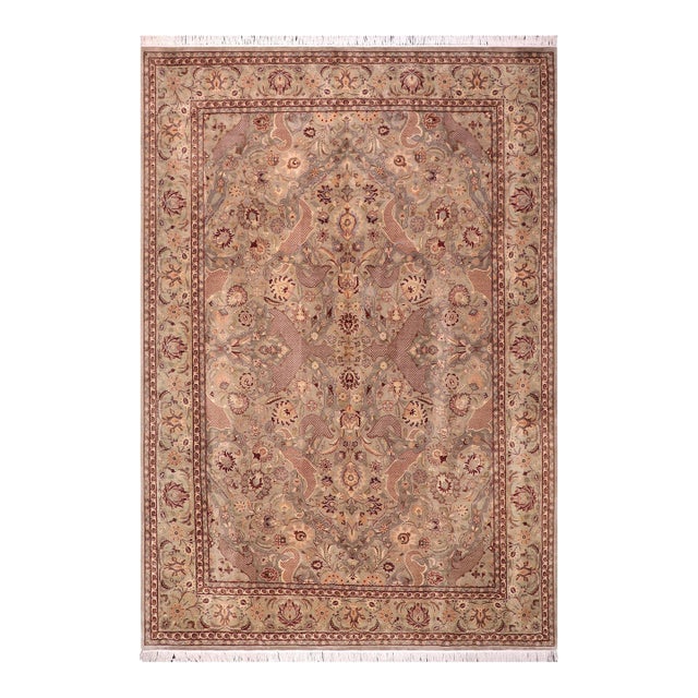 Shabby Chic Agra Pak-Persian Green/Brown Wool Rug - 10'1'' X 14'3'' For Sale