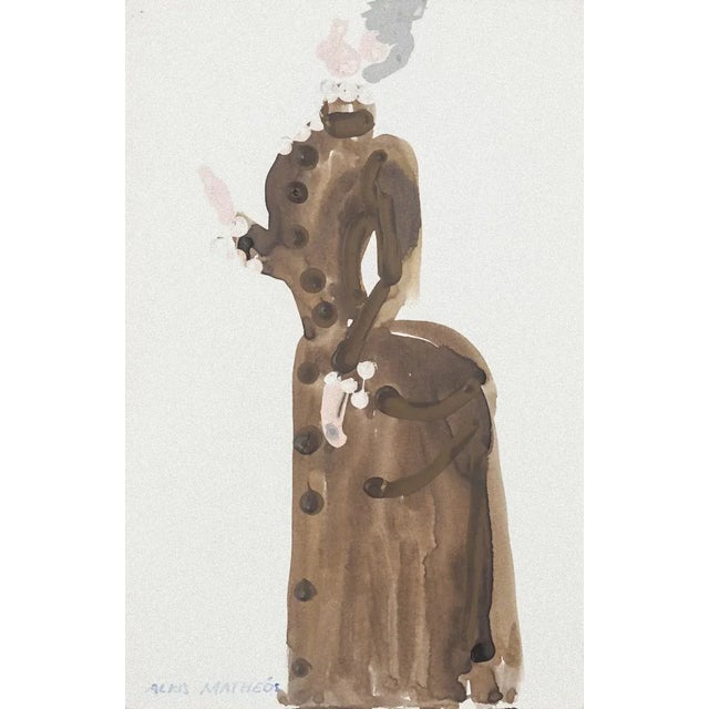 Costume is an original painting in mixed media, tempera and watercolor on paper, realized by the Greek-French artist Alkis...