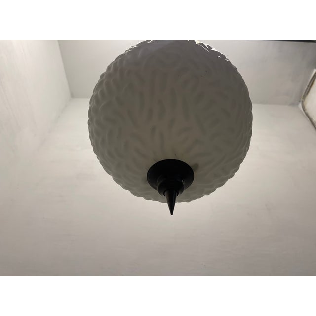 1950s Opaline Glass Bronze Pendant Light, 1950s For Sale - Image 5 of 12