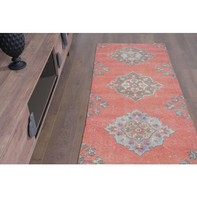 1970s 1970 Vintage Handmade Wool Runner Rug For Sale - Image 5 of 12