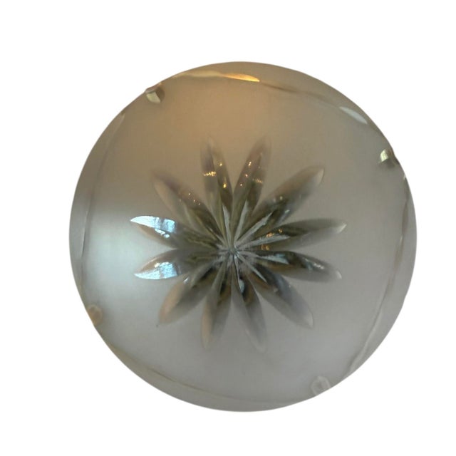 1920s Pair of Vintage Frosted Starburst Wheelcut Ceiling Light Fixures For Sale In Los Angeles - Image 6 of 7