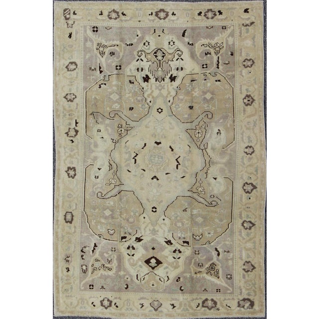 Beige Vintage Turkish Oushak Rug With Beige, Taupe, and Soft Brown Tones For Sale - Image 8 of 8