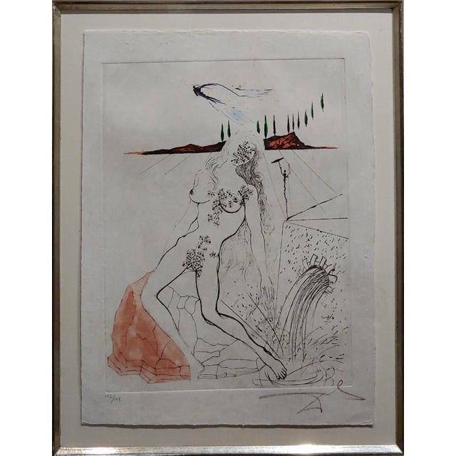 Salvador Dali Poemes Secrets Nude Female Original Etching Pencil