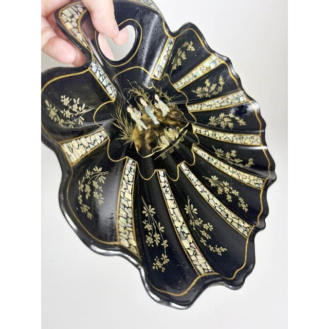 Black Napoleon III Papier-Mâché Catchall, France, 1880 For Sale - Image 8 of 12