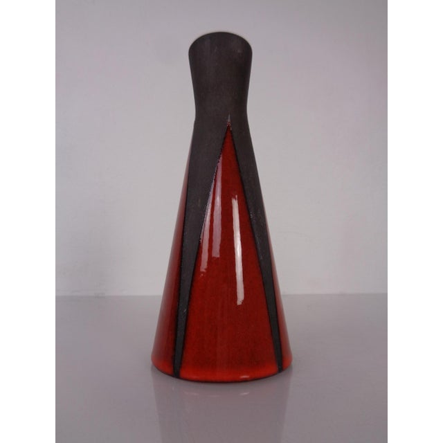 Red & Black Studio Ceramic Vase, Germany, 1960s For Sale - Image 3 of 14