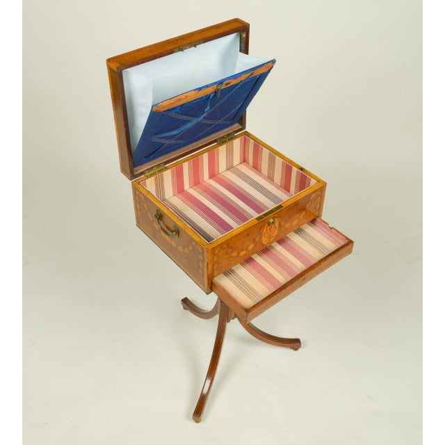 Neoclassical An Unusual Irish George III Harewood and Satinwood Inlaid Work Table For Sale - Image 3 of 10