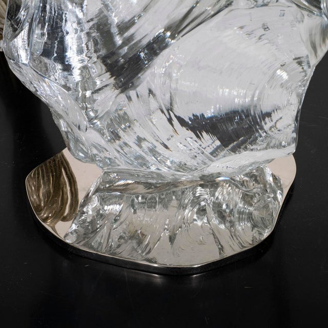 2000 - 2009 Pair of sculptural glass block table lamps For Sale - Image 5 of 9