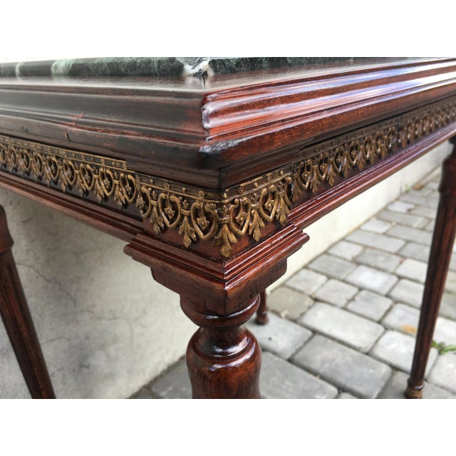 Louis XVI Style Marble, Brass & Wood Coffee Table, 1980s For Sale - Image 17 of 18