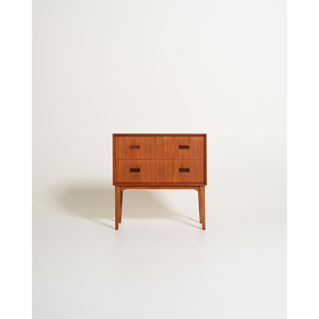 Scandinavian Teak Bedside Table with Two Drawers, 1960s For Sale - Image 10 of 10