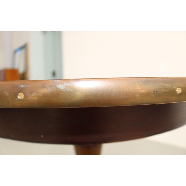Round Ships Table in Dark Stained Wood with Brass Details by Gustavo Pulitzer-Finali, Italy, 1940s For Sale - Image 11 of 18