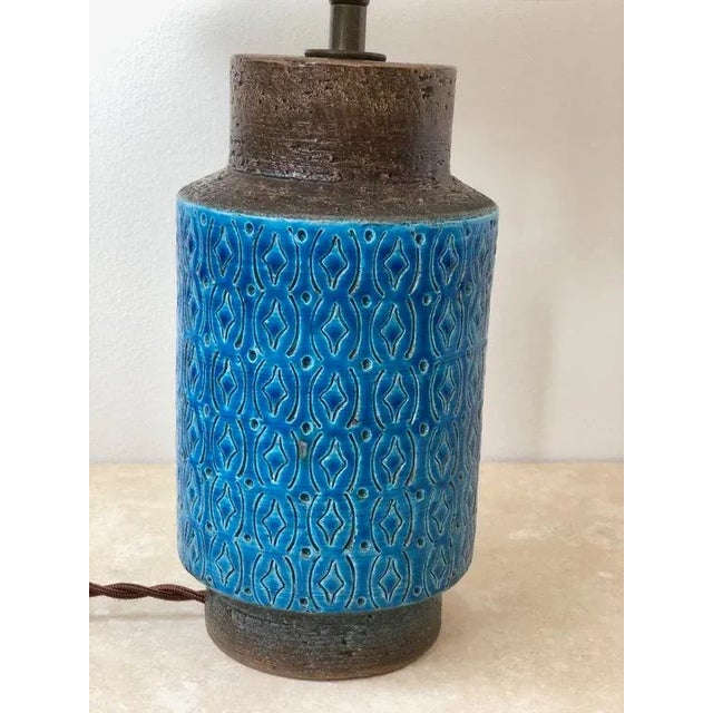 Turquoise Ceramic Table Lamp by Bitossi For Sale - Image 6 of 9
